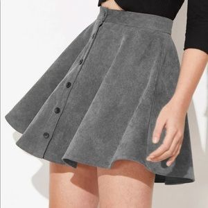 Button up corduroy skater skirt